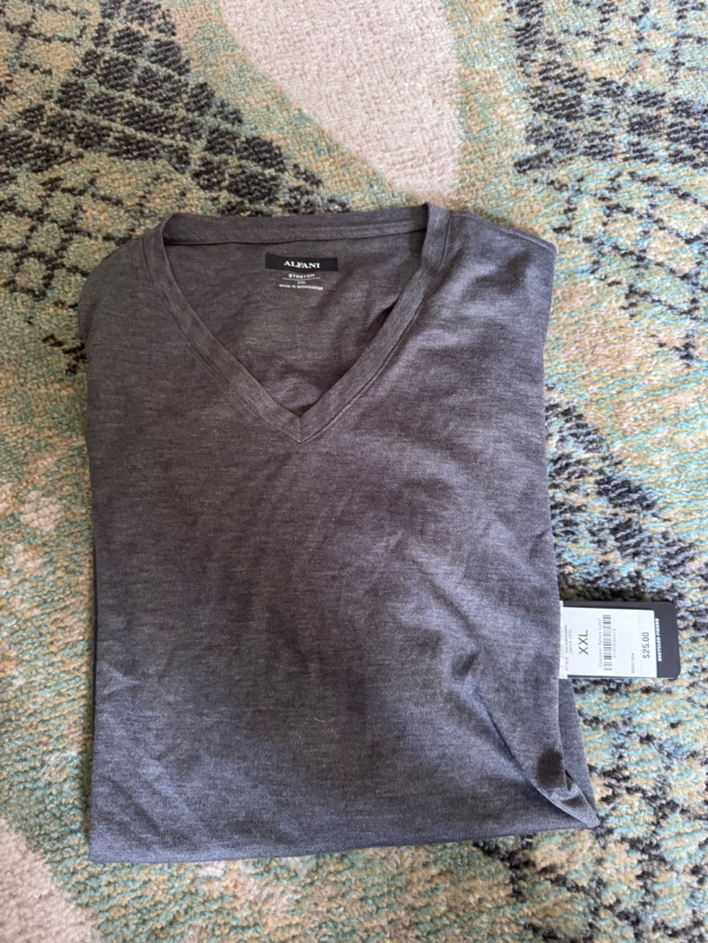 Alfani Men's V-Neck Sweater in Charcoal